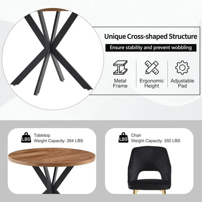 3-Piece Dining Table Set for 2 - 37-Inch Round Table and Chairs,