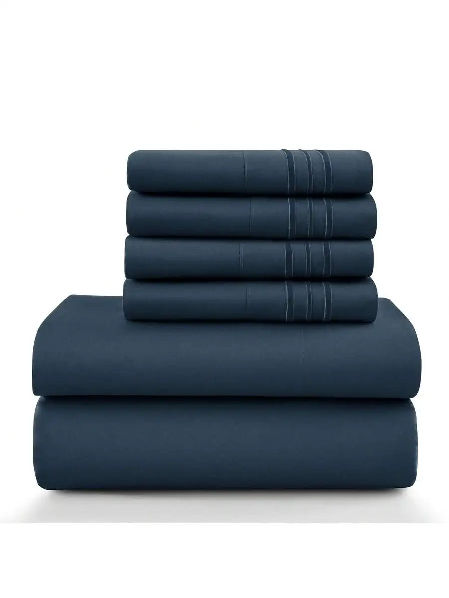 6-Piece Embroidered Bed Sheet Set