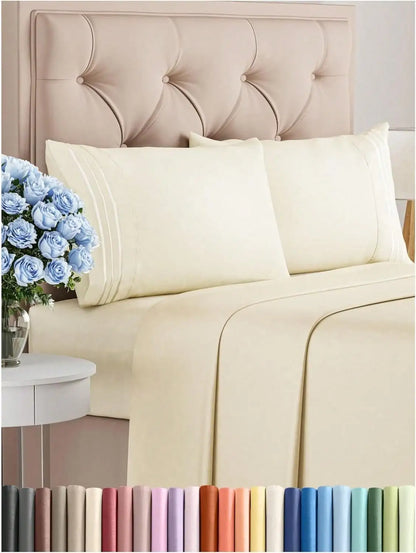 4PCS Cooling Luxury Bedding Set, Embroidered Pillowcases