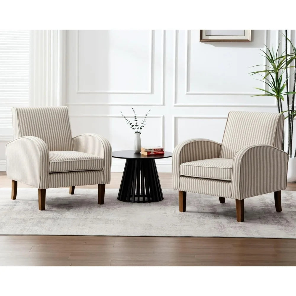 Farmhouse striped Accent Armchair