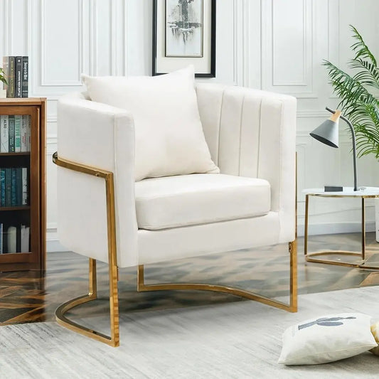 Mid-Century Velvet Accent Chair with Barrel Arms
