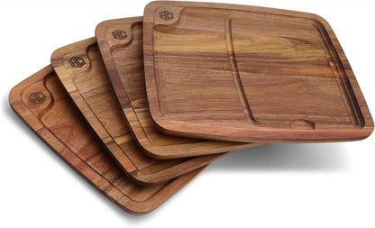 HexClad 4-Piece Bistecca Wooden Steak Plate Set