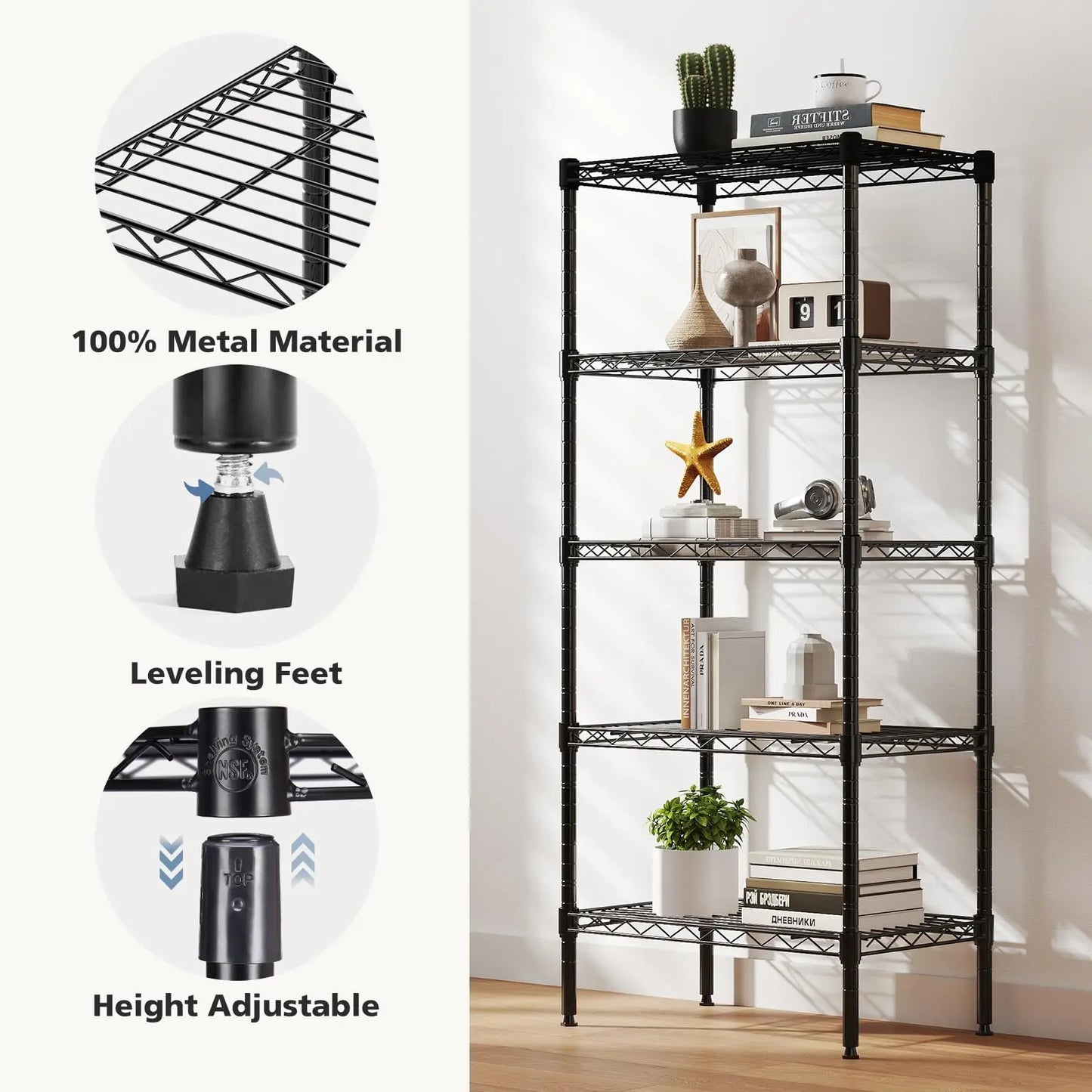 3-5 Tier Metal Wire Storage Shelves