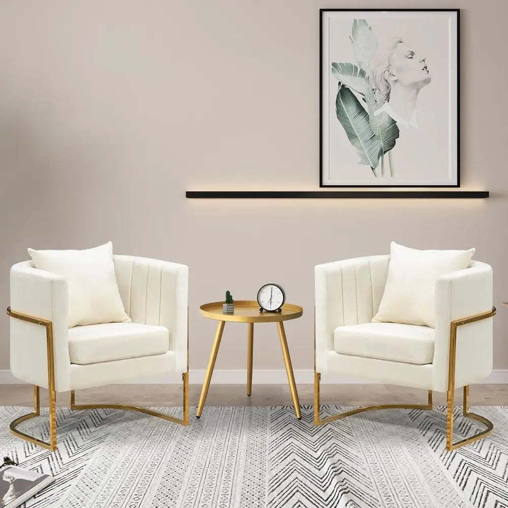 Mid-Century Velvet Accent Chair with Barrel Arms