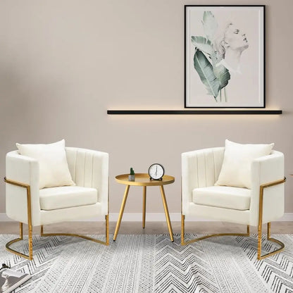 Mid-Century Velvet Accent Chair with Barrel Arms