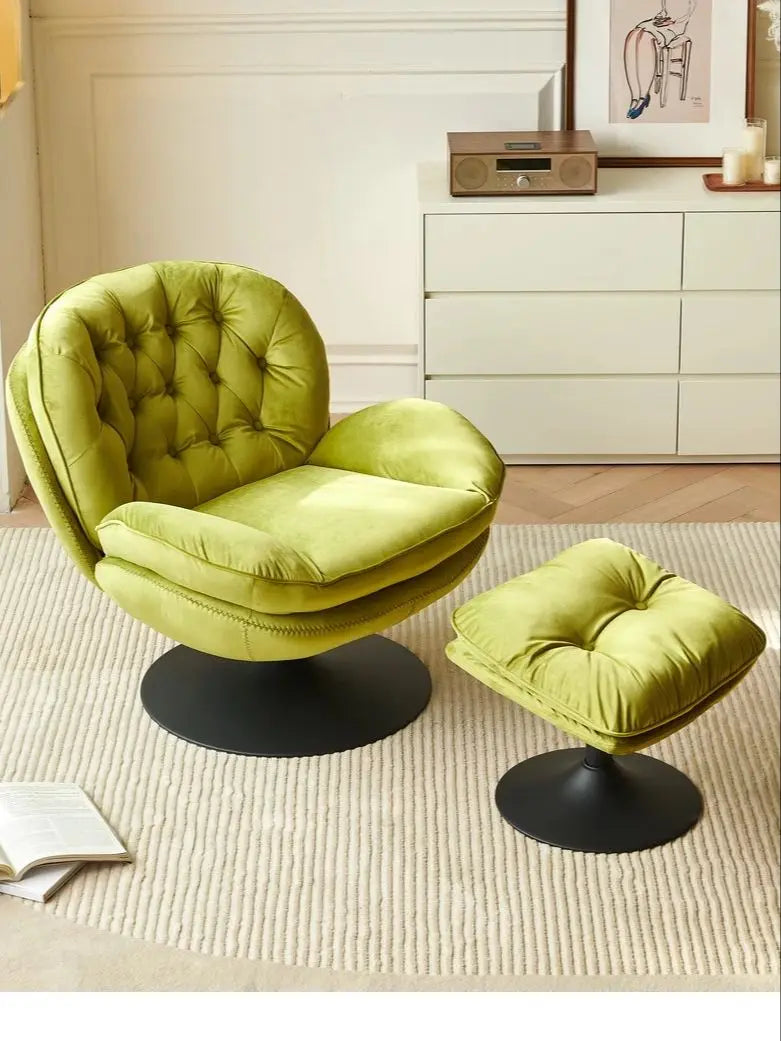 Velvet Swivel Armchair Set with Ottoman, Accent Chair