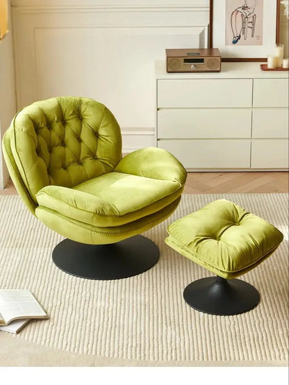 Velvet Swivel Armchair Set with Ottoman, Accent Chair