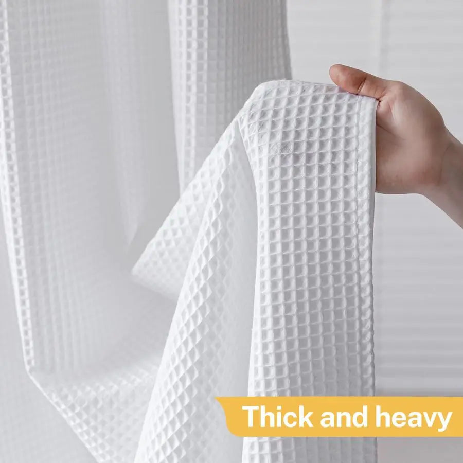 Waffle No Hooks Shower Curtain