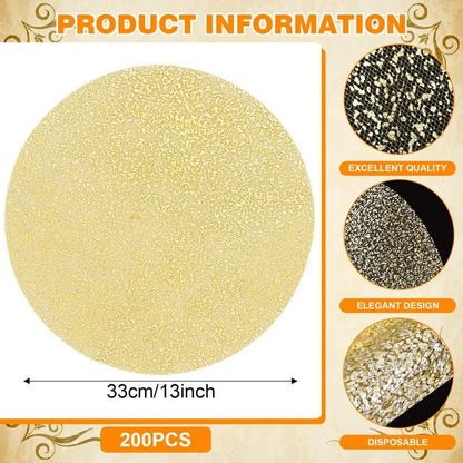 13 Inch Disposable Gold Foil Place Mats Round Mesh