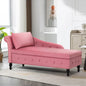Velvet Chaise Lounge with Left Armrest, Lumbar Pillow Modern