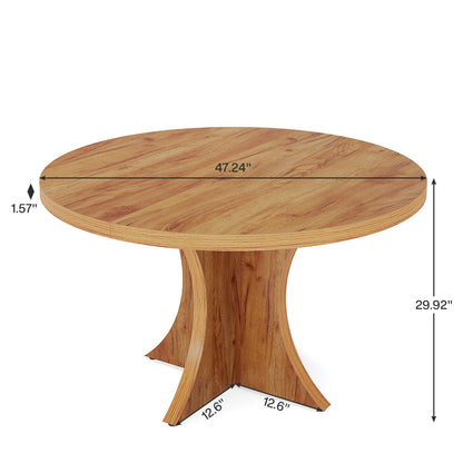 Round Dining Table for 4-6, 47.24-Inch Farmhouse Kitchen Table