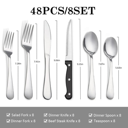 48PCS Flatware Set, High Quality Construction