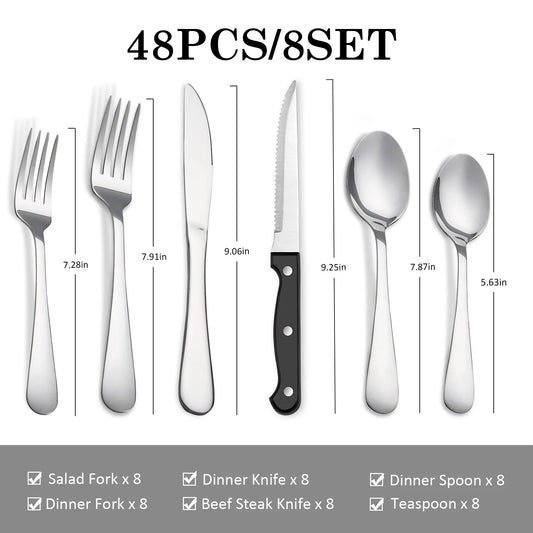48PCS Flatware Set, High Quality Construction