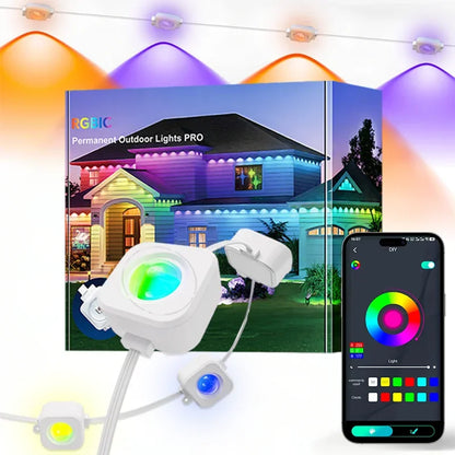 300FT Permanent Outdoor Lights Smart Eave Lights DIY Color Changing