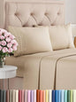 4PCS Cooling Luxury Bedding Set, Embroidered Pillowcases