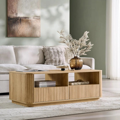 51" Fluted Coffee Table with Storage,