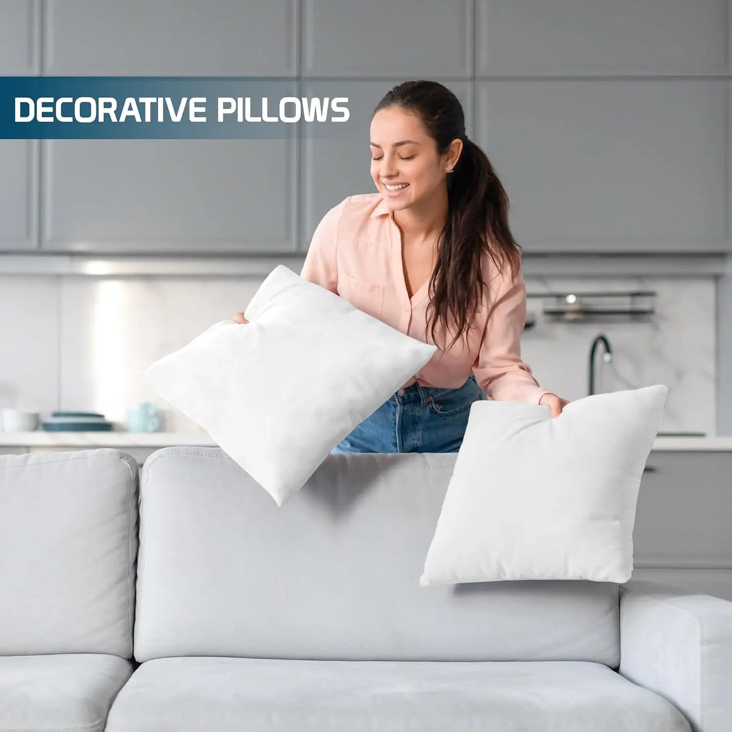 18x18 Throw Pillows Set of 4 White