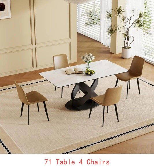 71" Rectangular Dining Table with Centered Stone Top