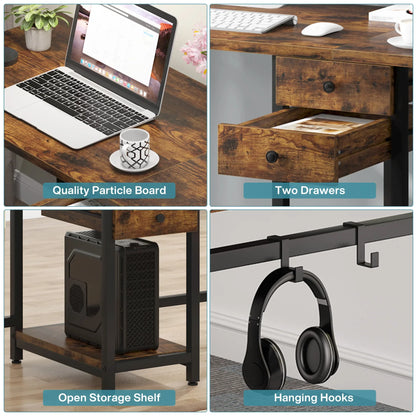 Tribesigns 78.74’’ Two Person Desk with 2 Drawers