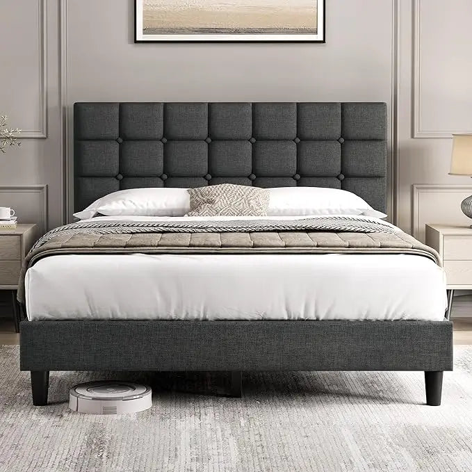 Upholstered Bed Frame, Modern Queen Bed Platform