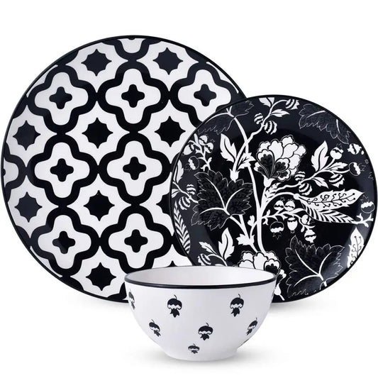 Set Ceramic Plates and Bowls for 4