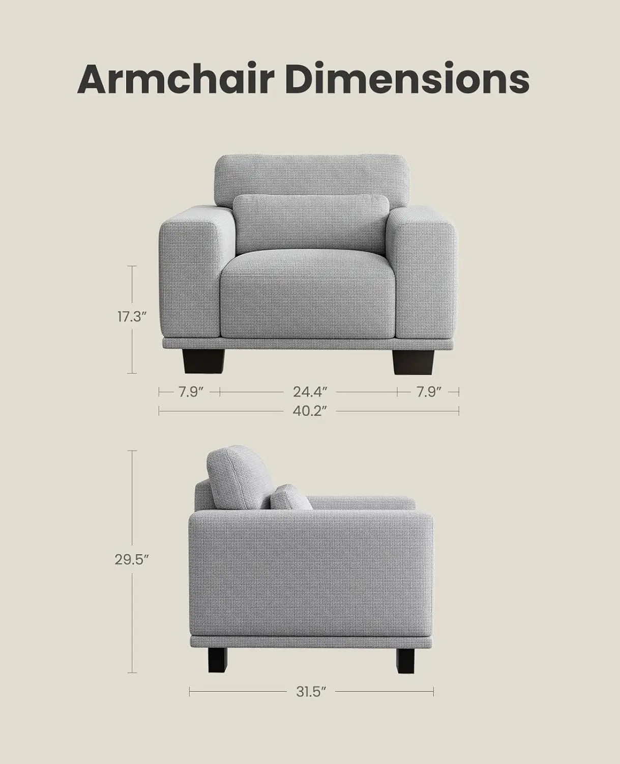 40" Accent Sofa Chair, Modern Armchair