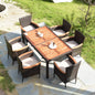 7 PCS Outdoor Patio, Garden Dining Set w/Acacia Wood Table Top