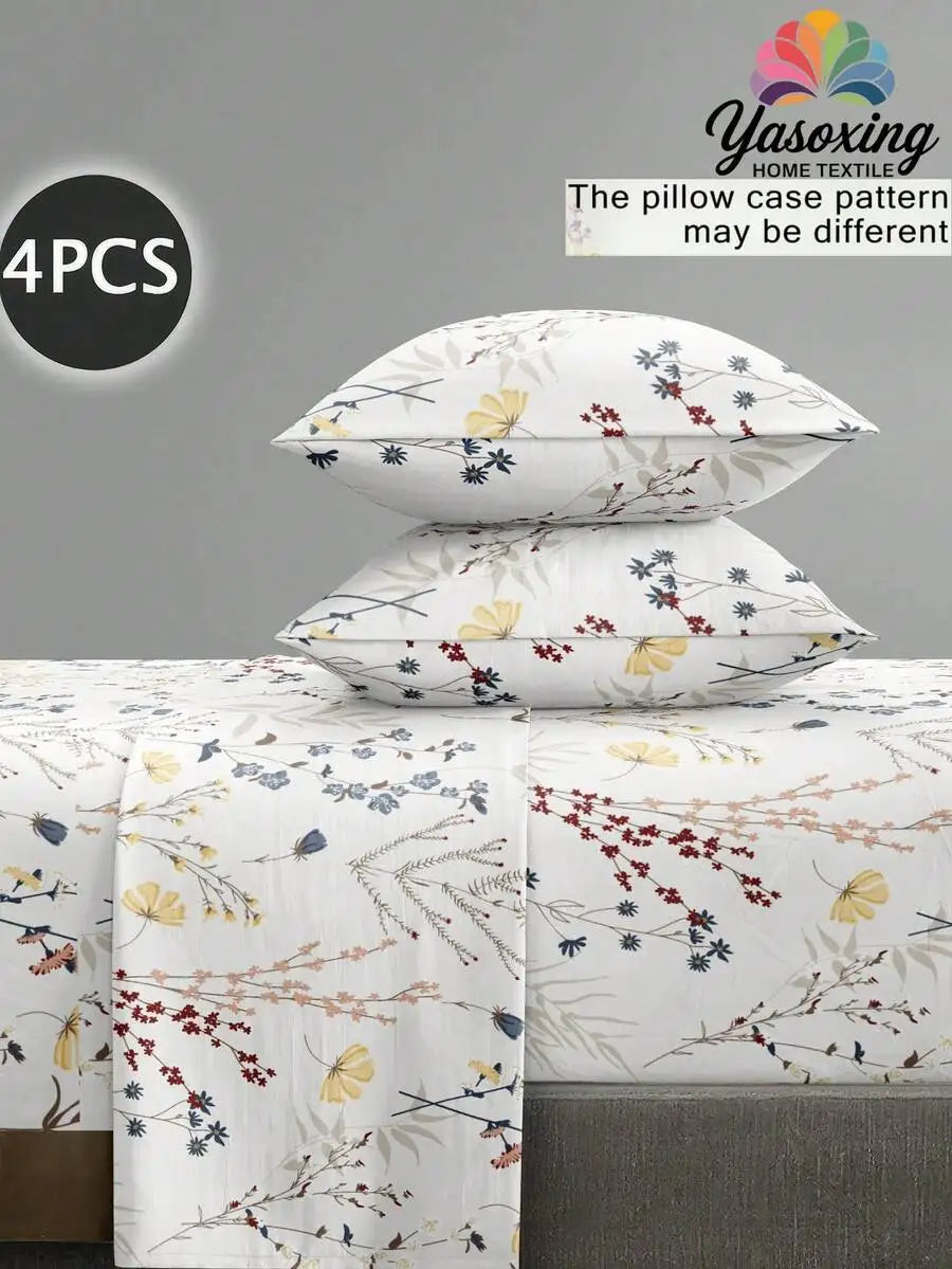 4-Piece Floral Microfiber Bedding Set