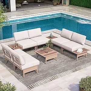 8 Pieces Patio Furniture Set, Outdoor Metal Frame