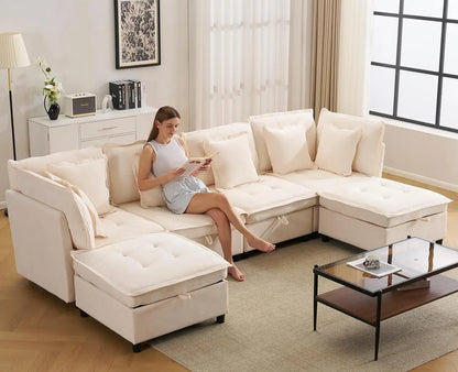 133' U-Shaped Modern Sofa Oversized L-Shaped Sectional