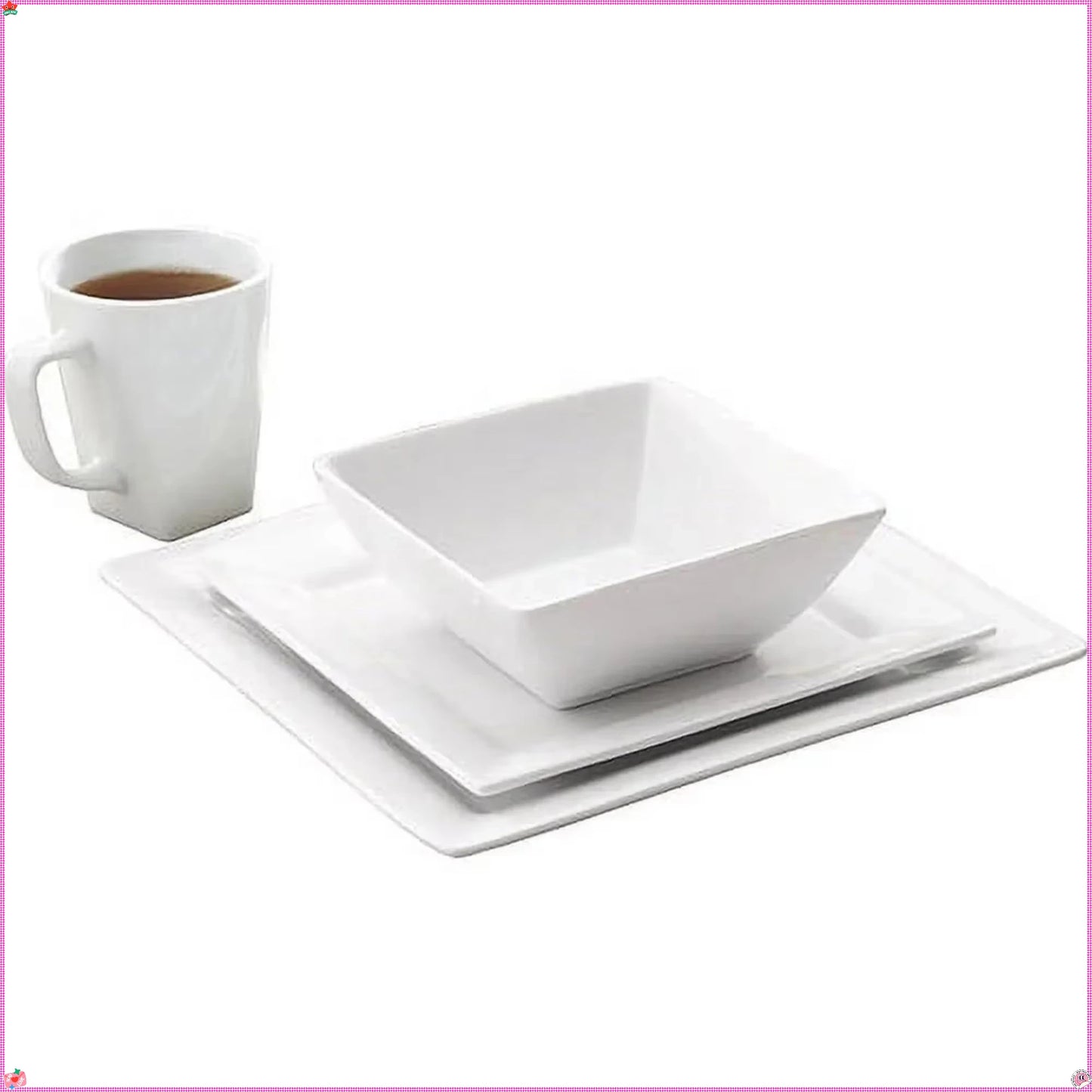 16 Piece Porcelain Dinnerware Set, White