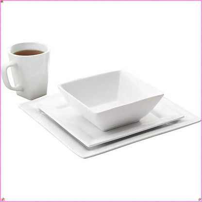 16 Piece Porcelain Dinnerware Set, White