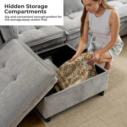 133' U-Shaped Modern Sofa Oversized L-Shaped Sectional