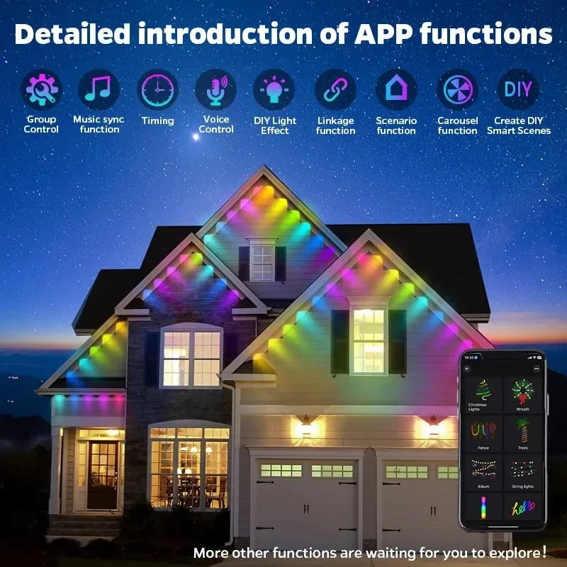 Eaves Lights Permanent Outdoor LED Light String Strip