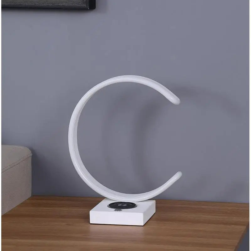 13.5in C Shape LED Table Lamp with USB and Wireless Charging Port
