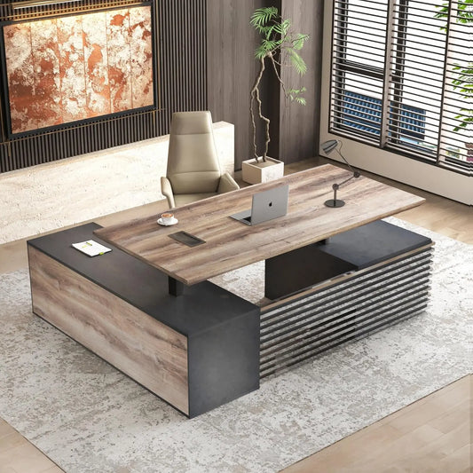 Adjustable Height, L-Shaped Executive Standing Desk