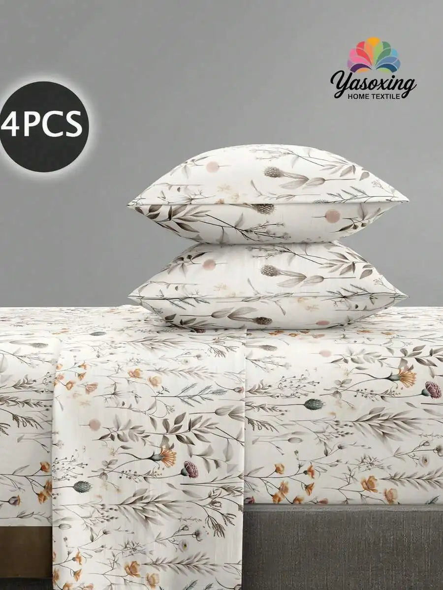 4-Piece Floral Microfiber Bedding Set