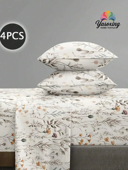 4-Piece Floral Microfiber Bedding Set
