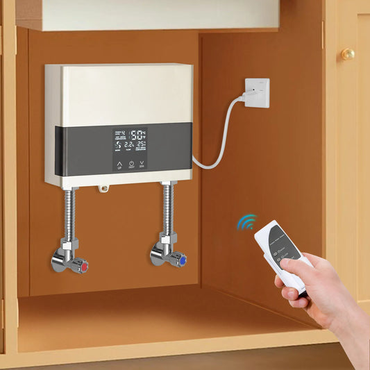 110V 4000W Mini Electric Water Heater,Silver/Gold, ABS
