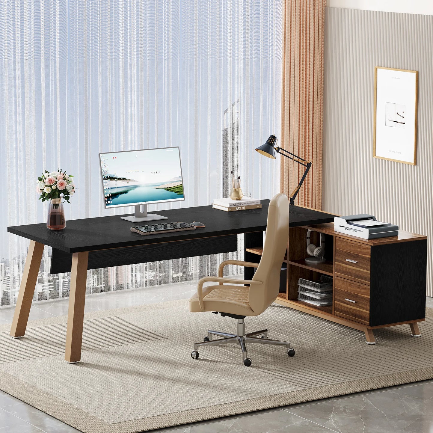 Tribesigns 78.7-Inch Executive Office Desk, L-Shaped Desk