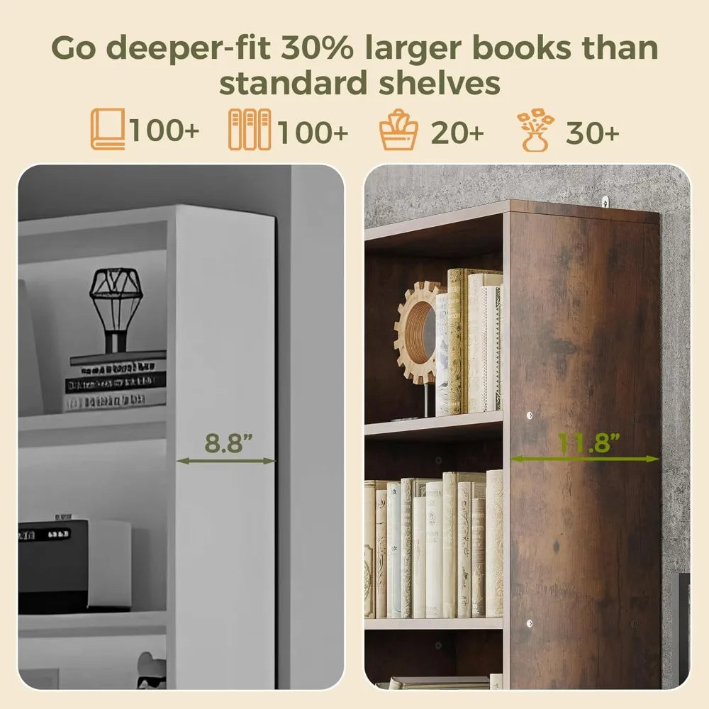 78.7" Bookcase with 4 Drawers and 4 Doors