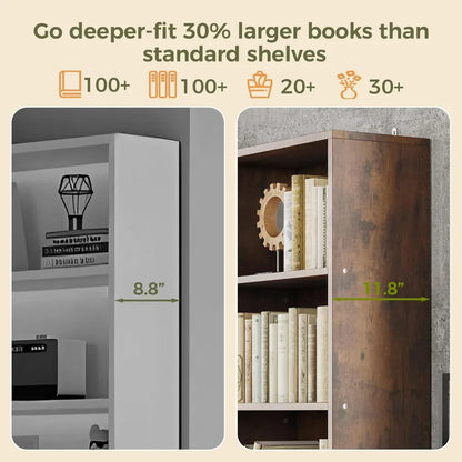 78.7" Bookcase with 4 Drawers and 4 Doors