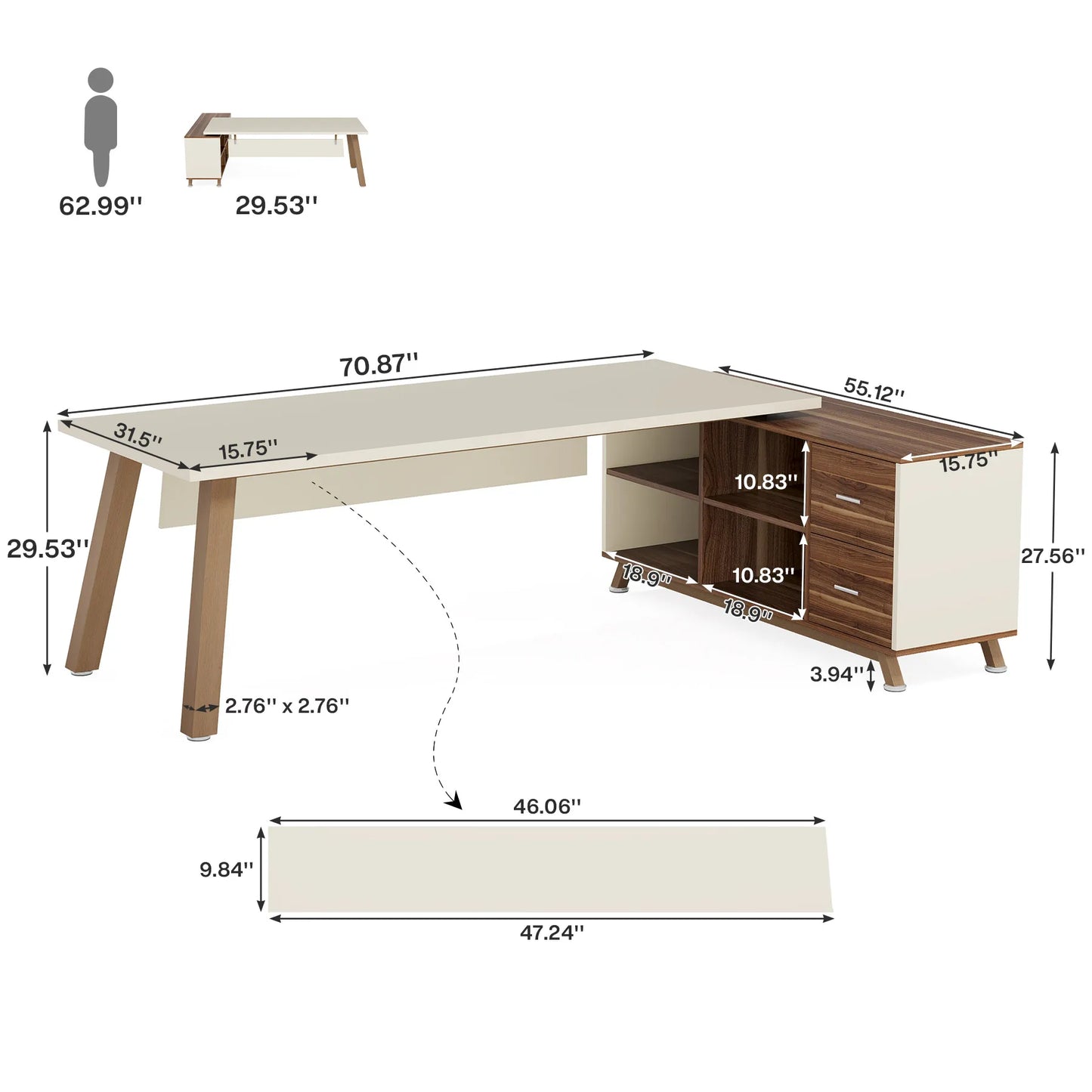Tribesigns 78.7-Inch Executive Office Desk, L-Shaped Desk