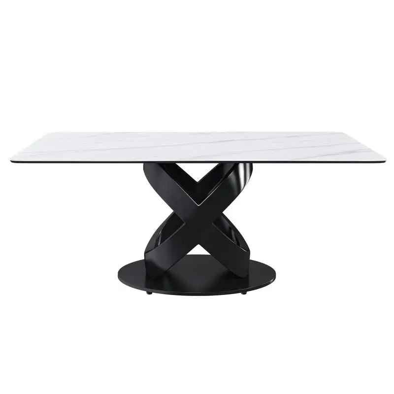 71" Rectangular Dining Table with Centered Stone Top
