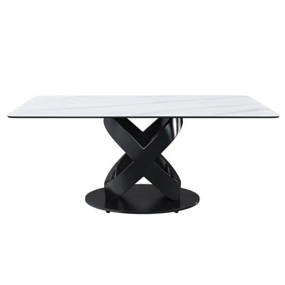 71" Rectangular Dining Table with Centered Stone Top