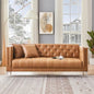 79" W Brown Faux Leather Sofa Couch with 2 Pillows