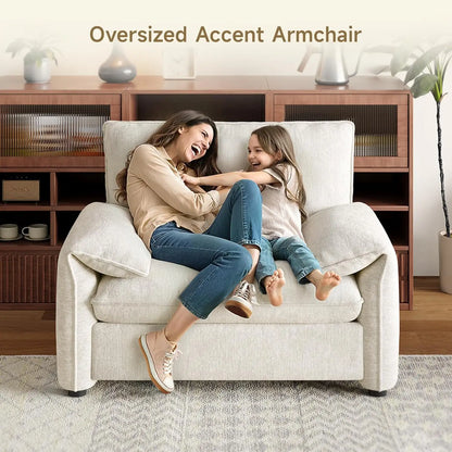 Oversized Accent Chair, 41 Inch Chenille Fabric Armchair