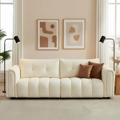 91.5" Mid-Century Modern Boucle Sofa Rolled Arms