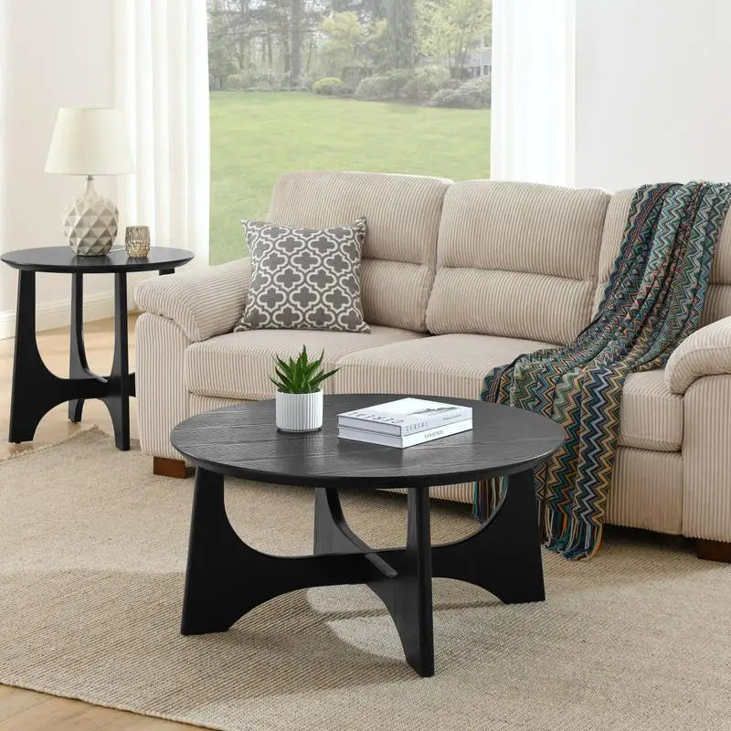 25" Round Wooden End Table, Side Table & Nightstand