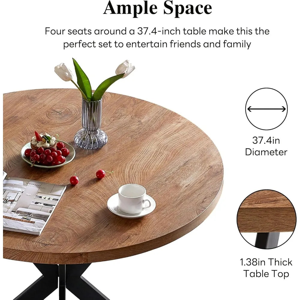 3-Piece Dining Table Set for 2 - 37-Inch Round Table and Chairs,